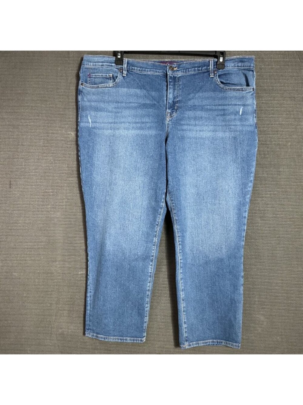 Gloria Vanderbilt Women's Size 18W Blue Boyfriend Jeans Distressed Denim Mid-Ris